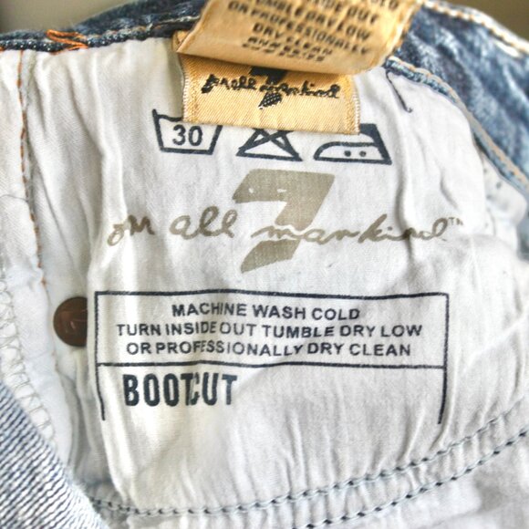 7 For All Mankind Blue Bootcut Medium Wash Denim Jeans with Pink Rhinestone 26 - Picture 11 of 11